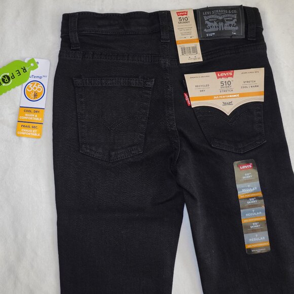 Boys Size 7 Levi's 510 Skinny 365 Performance - Black - Flex Stretch - Picture 5 of 7
